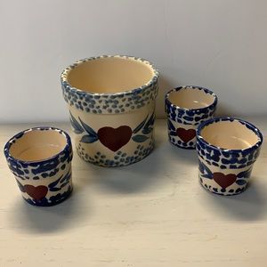 Heritage pottery heart crock votive candle holders